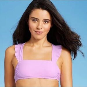 NWT Xhilaration Swim Juniors' Ruffle Strap Cross-Back Bikini Top size L (8-10)